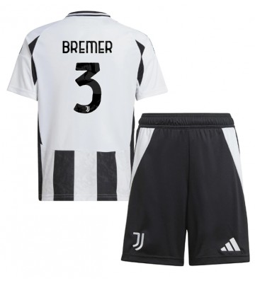 Juventus Gleison Bremer #3 Primera Equipación Niños 2024-25 Manga Corta (+ Pantalones cortos)